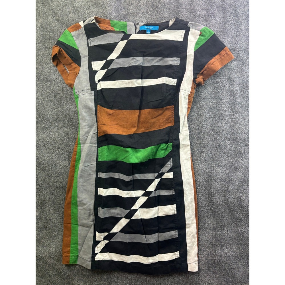 Derek Lam Mini Dress Womens 8 Multicolor Colorblock Striped Linen Blend